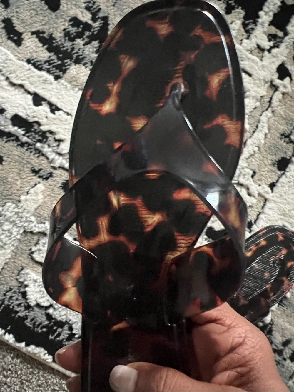 Caroline Constas Tortoiseshell Jelly Flip Flop Sandals - Brown/Black - Picture 3 of 4